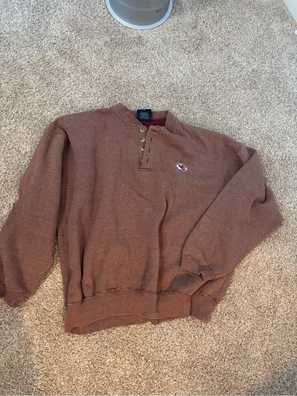 Vintage 90s Lee Sport KC Chiefs Henley Waffle Knit Pullover Mens XL Oversized